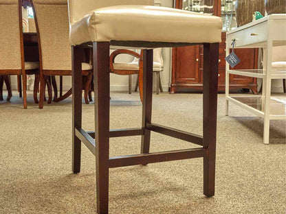 Set of Three Beige Faux Leather Counter Stools
