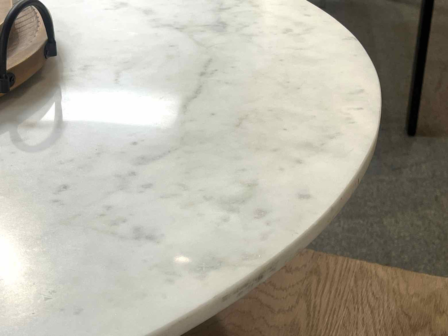 Williams Sonoma Marble Dining Table w/ 4 Washed Wood Chairs