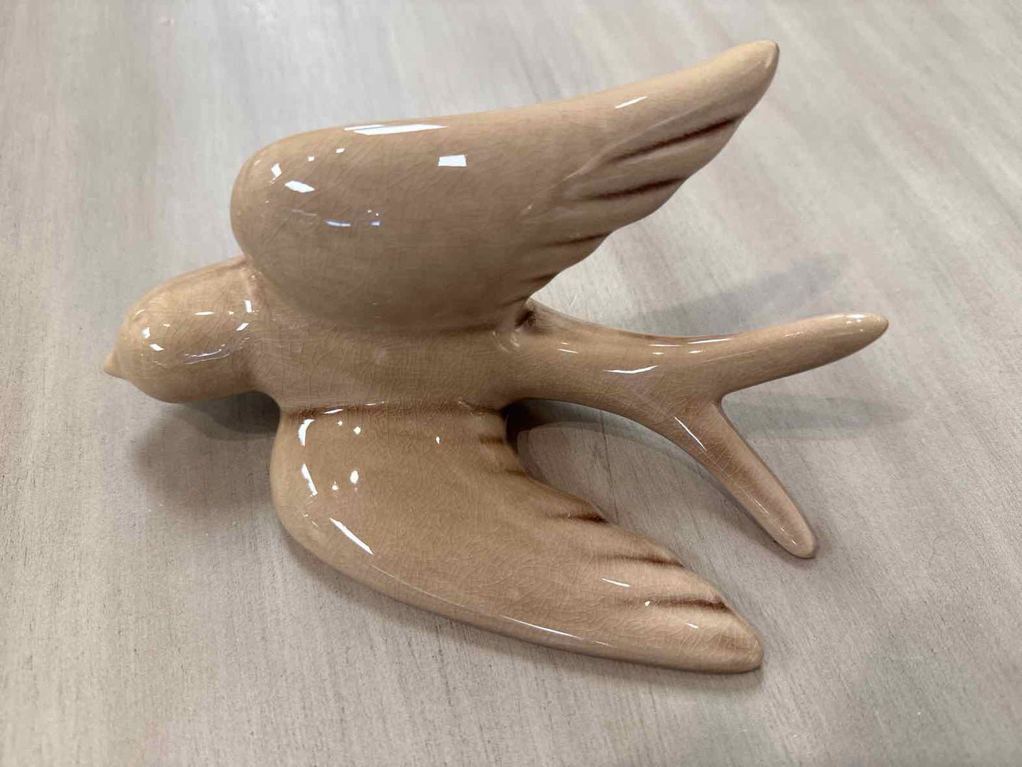 Set of 3 Glazed Ceramic Swallows