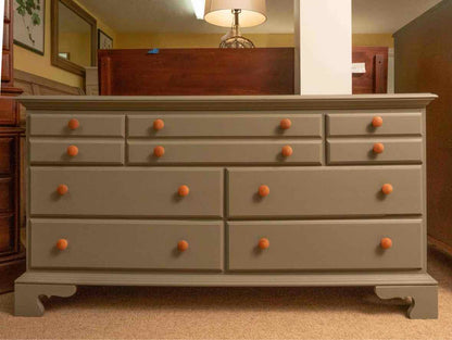 Jamestown Sterling Solid Cherry 7 Drawer Dresser in Eucalyptus Green Finish