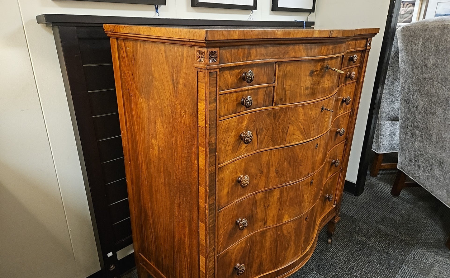 Flame Mahogany Antique Chest