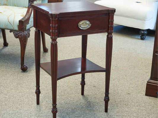 Mahogany Cookie Cutter Top 1 Drawer Nightstand with Column Sides