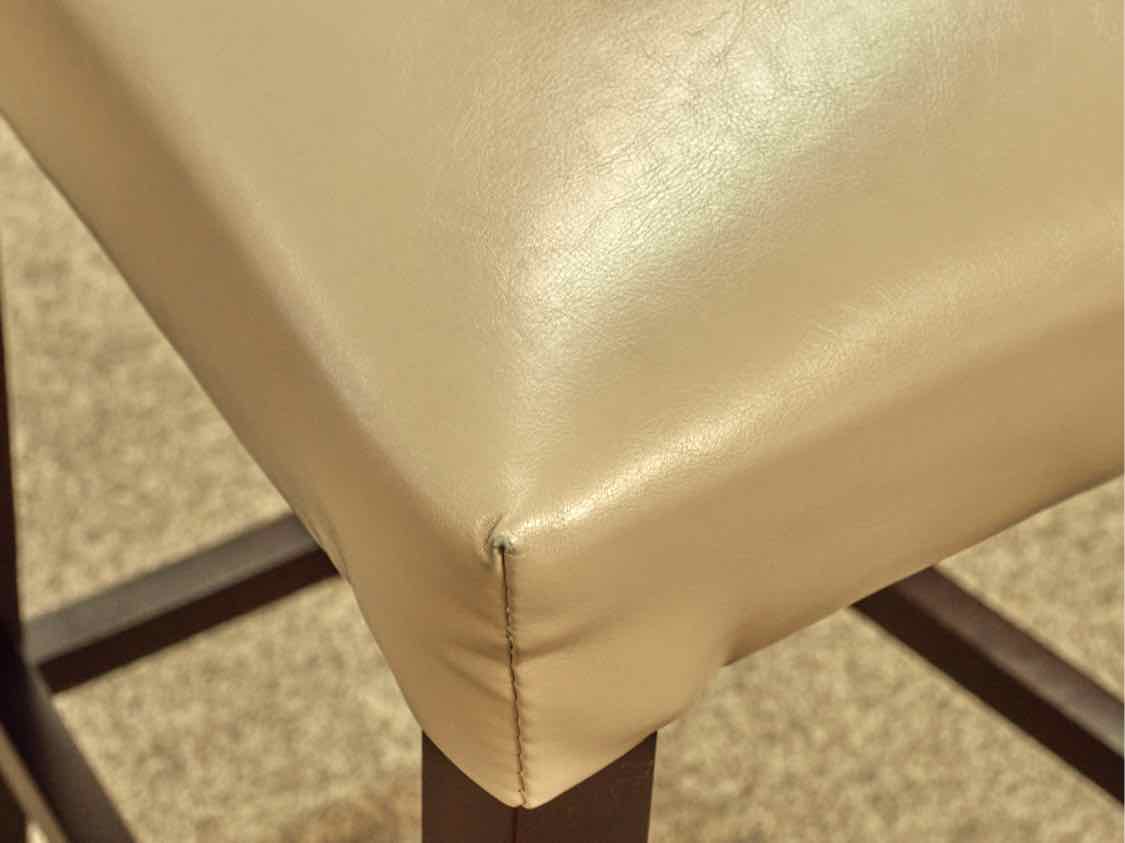 Set of Three Beige Faux Leather Counter Stools