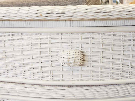 Small Bowfront Chest in White Wicker