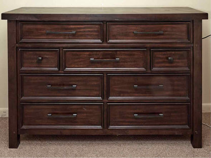 Chestnut 9 Drawer Chest with Bronze Finish Handles