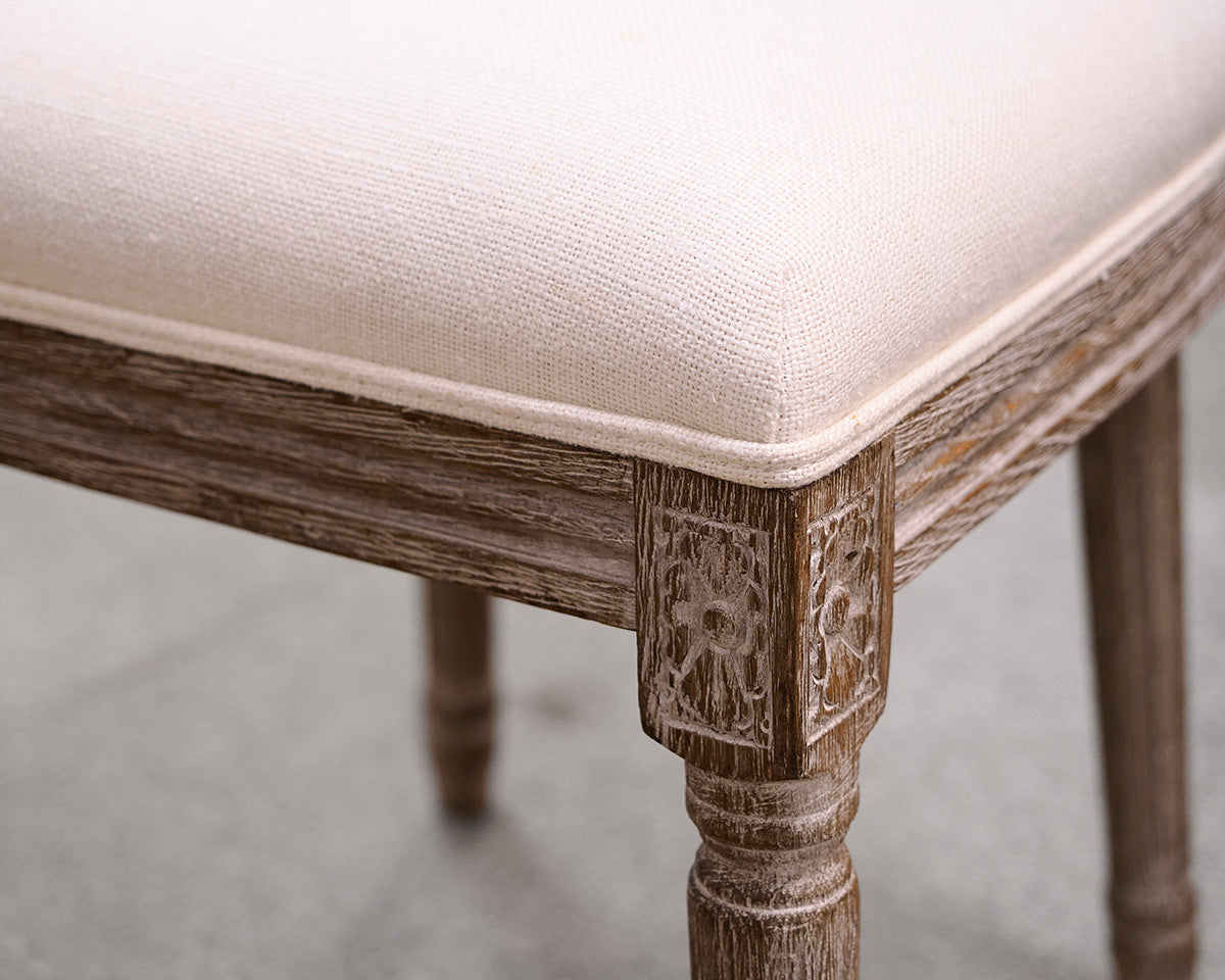 Set of Four Restoration Hardware Vintage French Round Fabric Side Chair