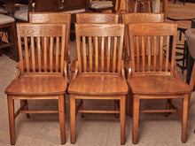 Set Of 6 Oak Straight Back Dining Chairs