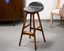 Set of Four Black and Walnut Bar Stools