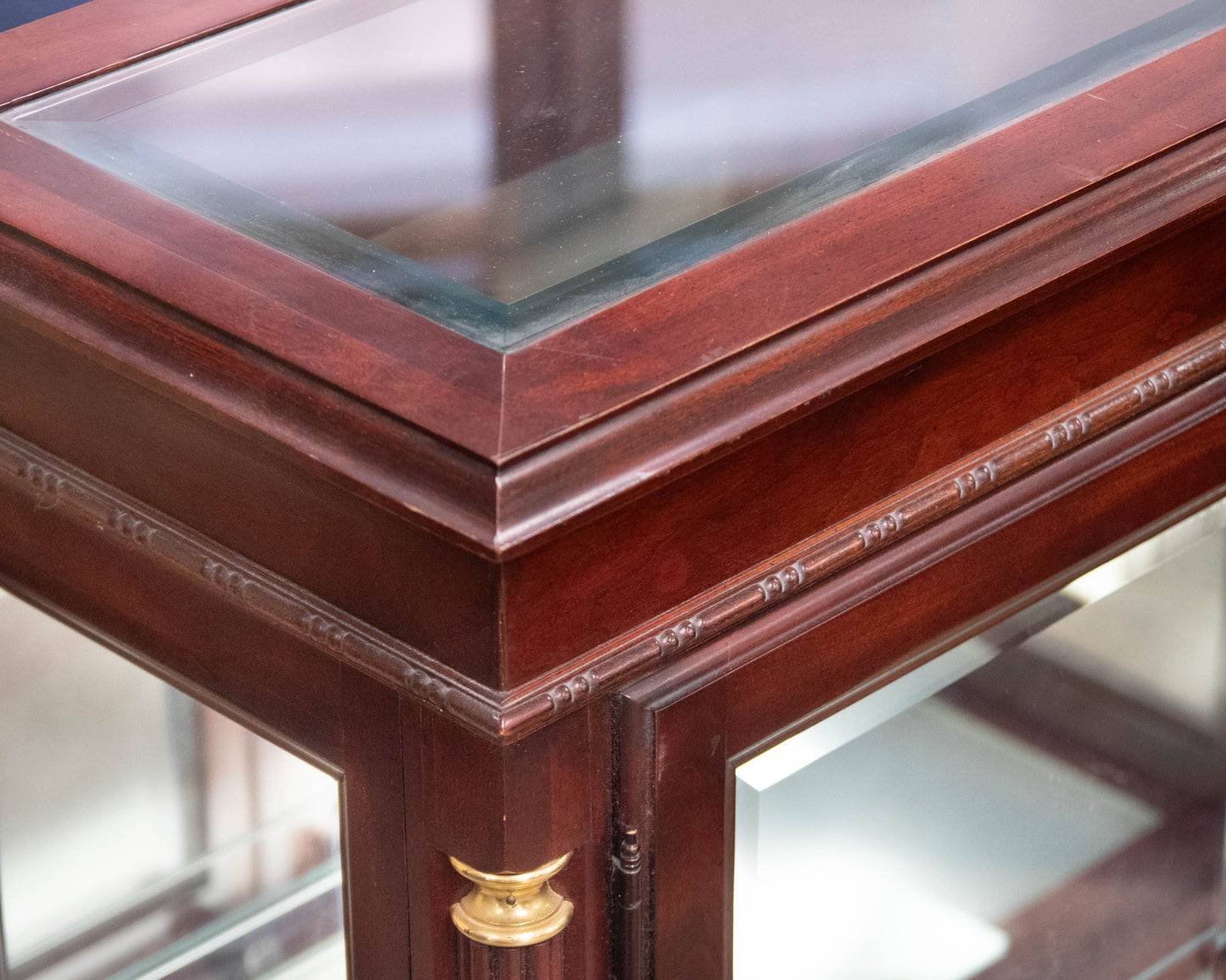 Jasper Cabinet Mahogany Finish 2 Glass Door Display Cabinet