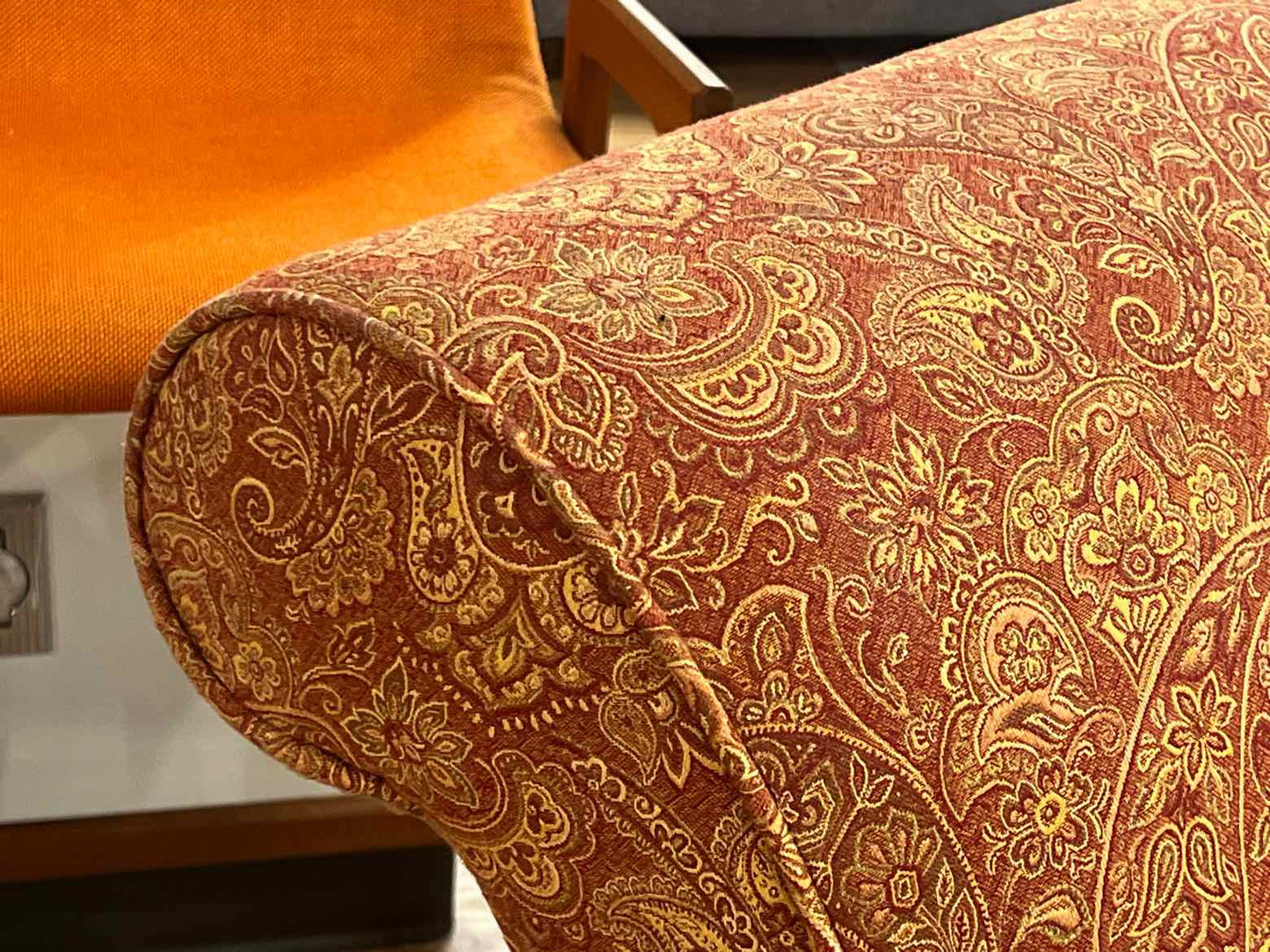 Pair of Terracotta Paisley Slipper Chairs