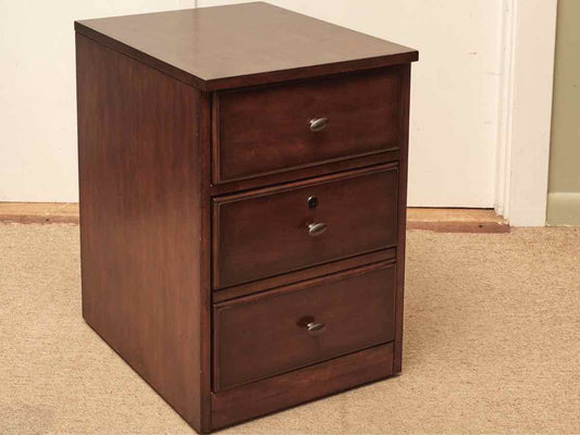 Dark Stained 1 Drawer 1 File Drawer On Wheels File Cabinets