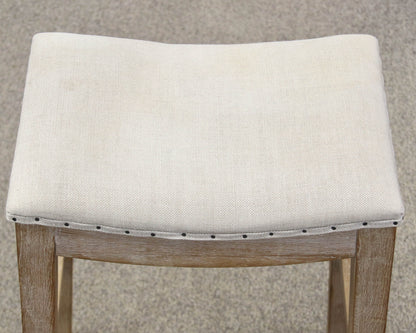 Pair of Light Wood Saddle Seat Barstools