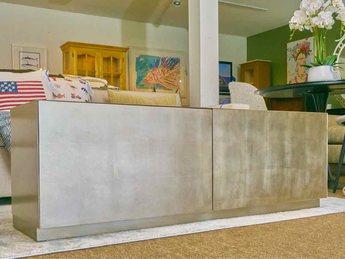 Mohr & McPherson 2 Door 2 Shelf Silver Metallic Rubbed Finish Media Furniture
