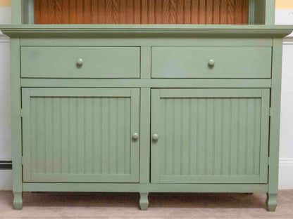 Sage Green Finish 4 Door 2 Drawer & Bead board   Hutch Cabinet