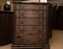 Espresso Finish Oak 5 Drawer With Metal Pull Handles Chest