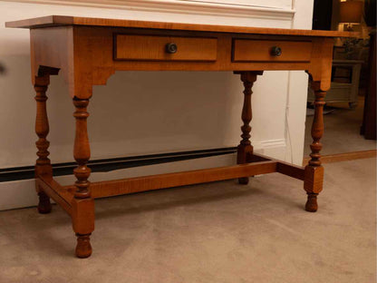 Eldred Wheeler Tiger Maple Breasdboard End  2 Drawer Desk
