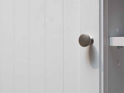 White Media Stand  with 2 Beadboard Doors & Open Storage