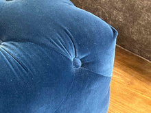 Navy Velvet Cube Ottoman