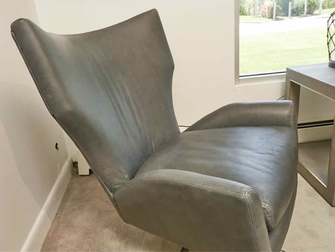 West Elm 'Hemming' Charocal Grey Leather Swivel Chair