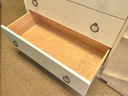 Gat Creek  " Tomlin" Maple 5 Drawer Chest in Classic True White Finish