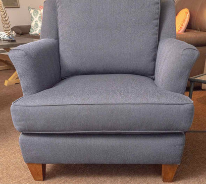 Pair Of King Hickory Navy Chevron Pattern Upholstered Transitional  Chairs