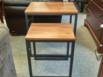 Ethan Allen Nesting Tables in Cherry & Steel