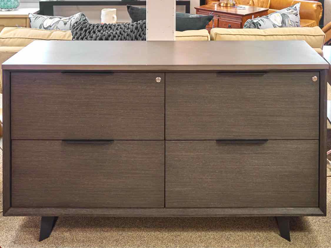 Slate Grey Finish with Stone Top 4 Drawer File Cabinet