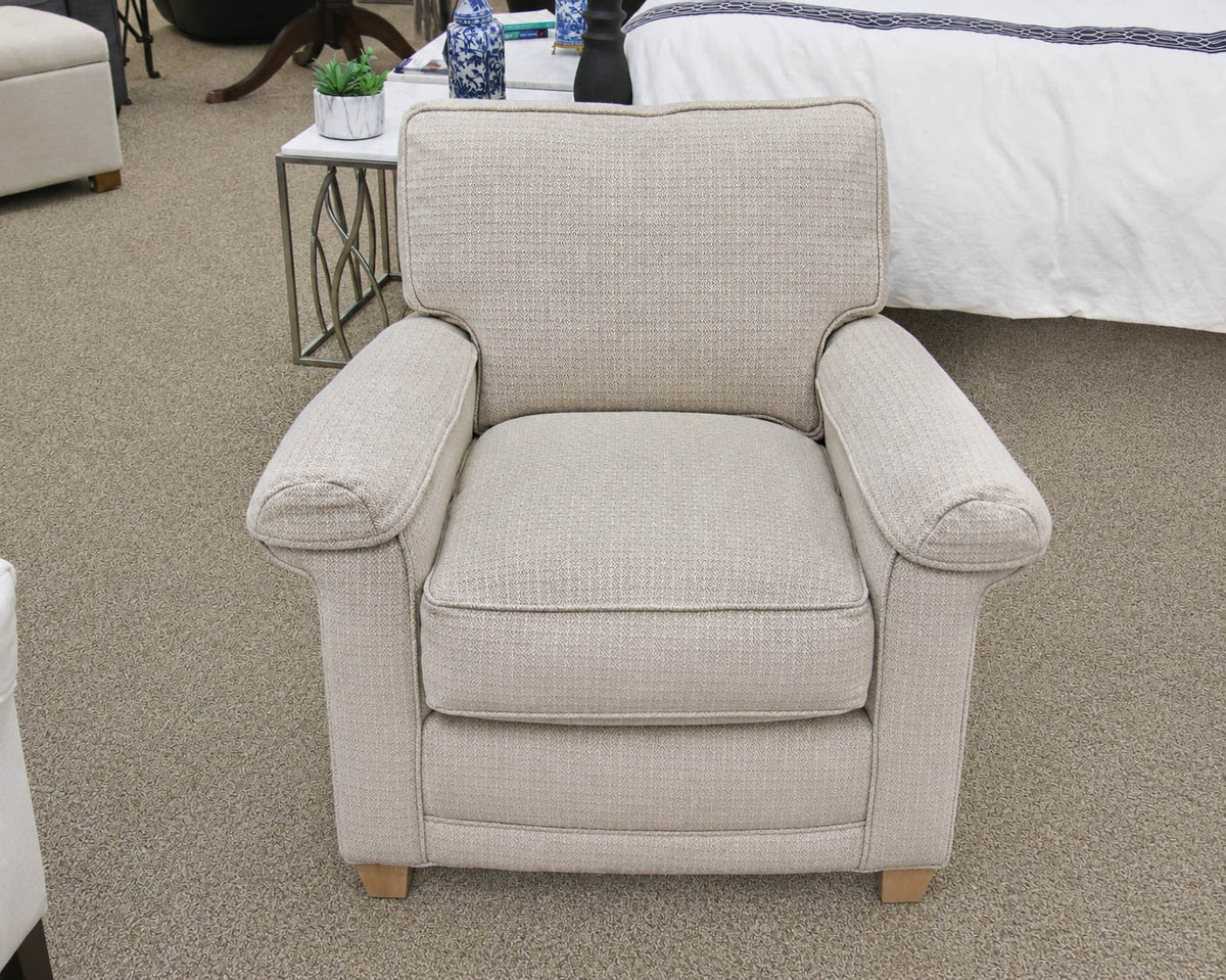 Rowe (2) Armchairs & Ottomon Set in Modern Beige and White