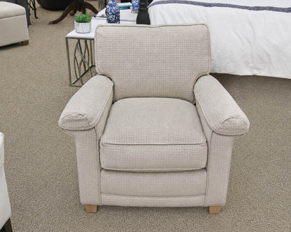 Rowe (2) Armchairs & Ottomon Set in Modern Beige and White