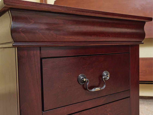 Dark Cherry Louis Phillip Style 2 Drawer Nightstand