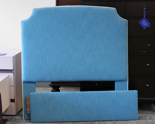 Upholstered Twin Blue Regency Style Bed Frame