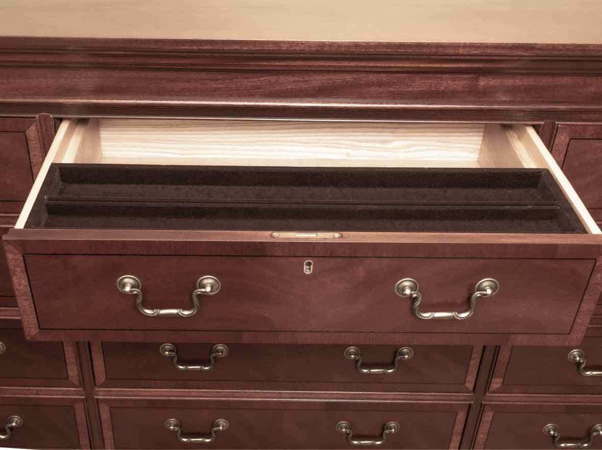 Ethan Allen Mahogany 18 Drawer Chest on Chest with Brass Chippendale  Handle