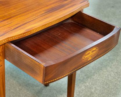 Mahogany Federal Style Game/Card  Table with Intricately Carved Tulipwood Border