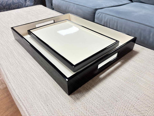 Black & Cream Lacquer Tray Set