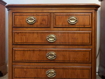 Pair of Drexel Inlaid Burlwood Two Drawer Nightstands