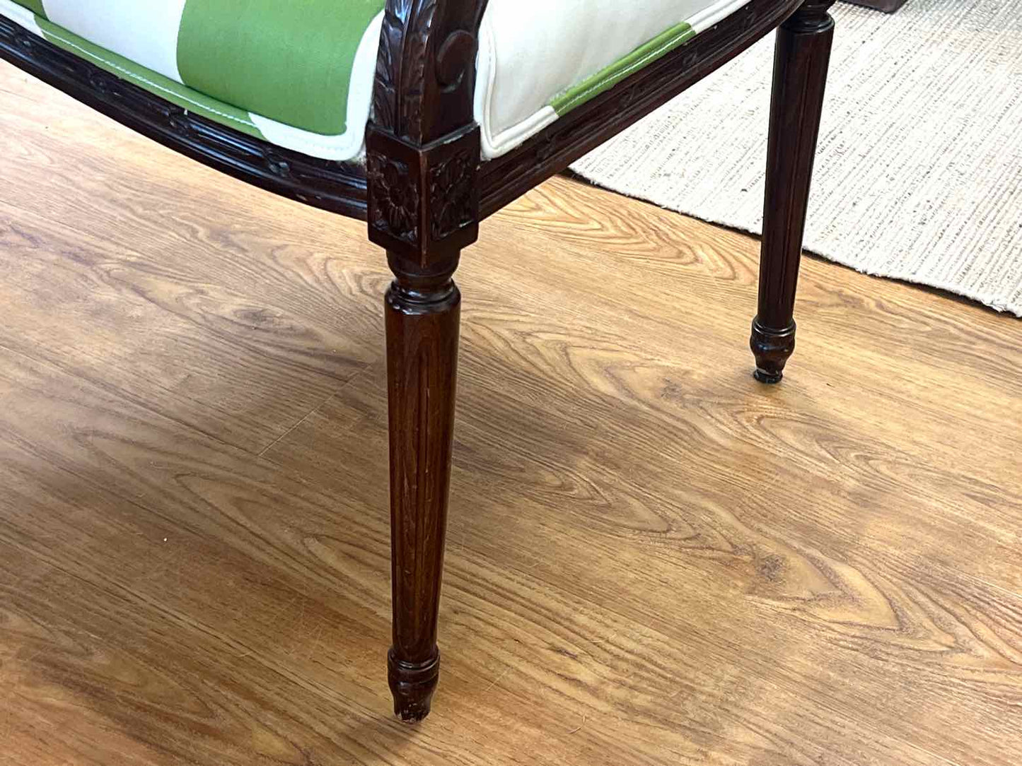 Pair of Green and White Striped Sheraton Chairs