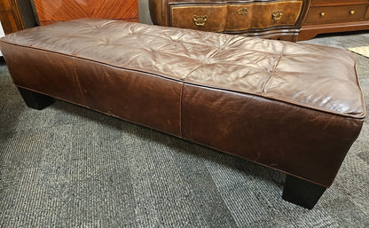 Crate & Barrel Chocolate Leather Ottoman