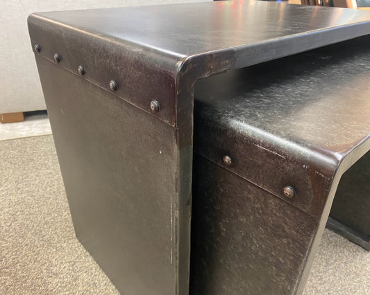 RH Industrial Zinc Nesting Table with Riveted Seams Side Tables