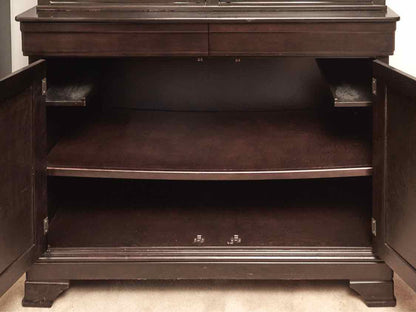 Black Finish 2 Glass Door,2 Drawer,2 Door China Cabinet