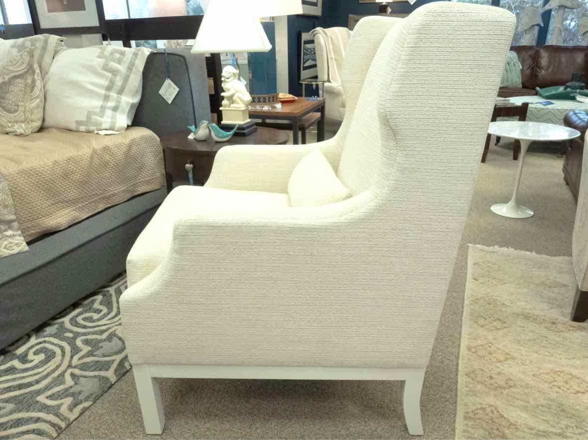 Custom Wing Chair in Cream Texture Fabric