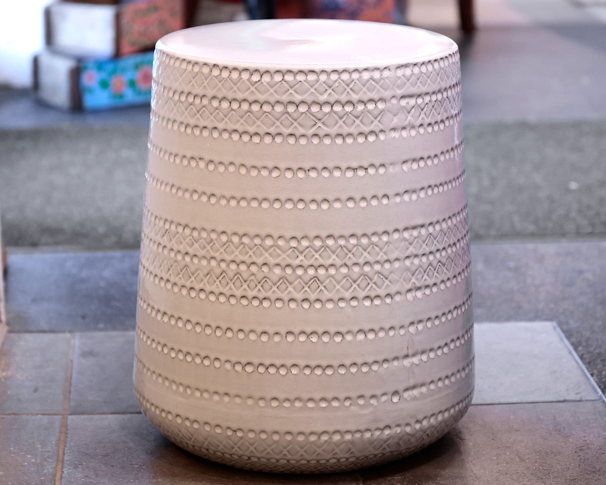 Ceramic Ivory Round Stool