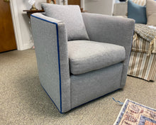 Pair of Crate & Barrel 'Drew' Swivel Chairs in Grey