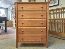 Vermont Tubbs Oak 5 Drawer Chest with Wood Knobs