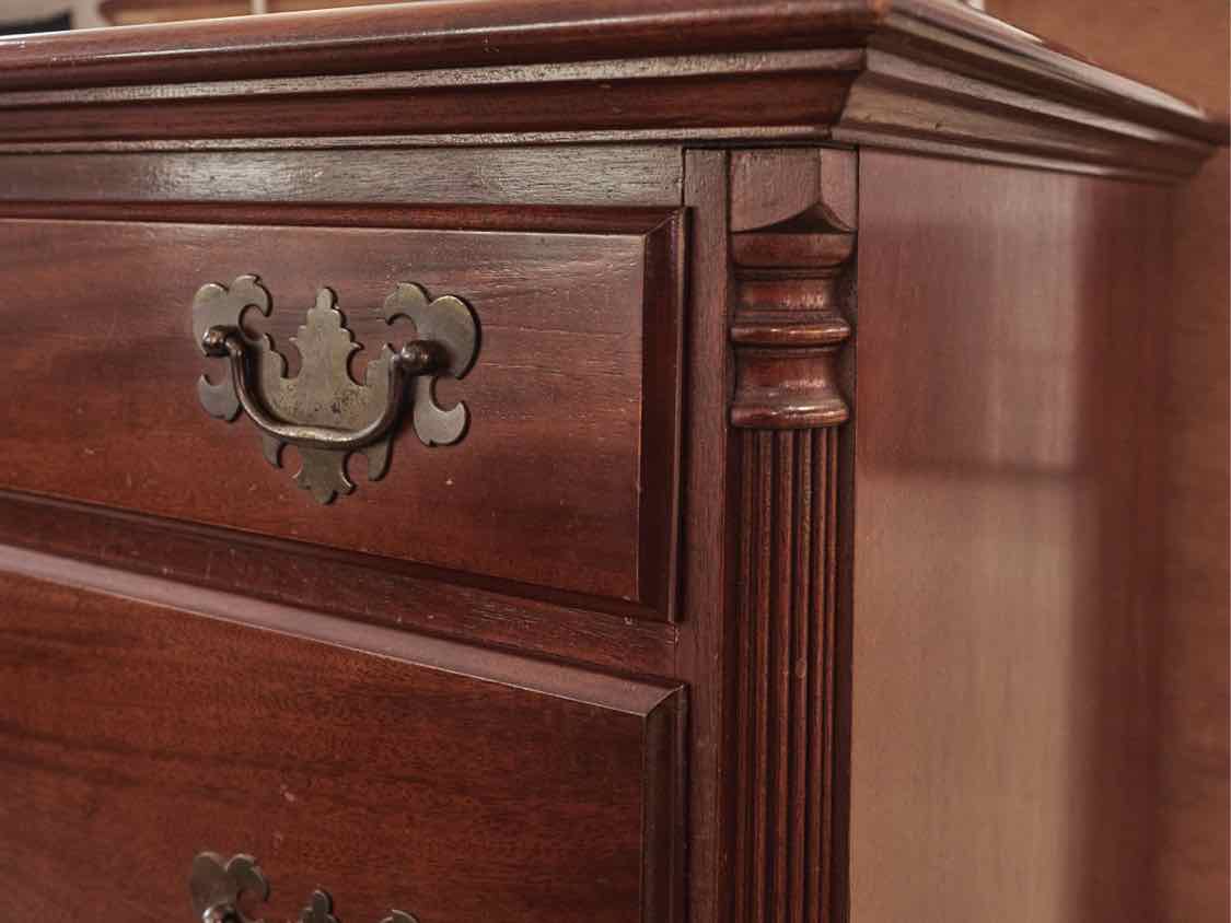 Mahogany Chippendale Style Chest w/5 Drawers & Brass Hardware