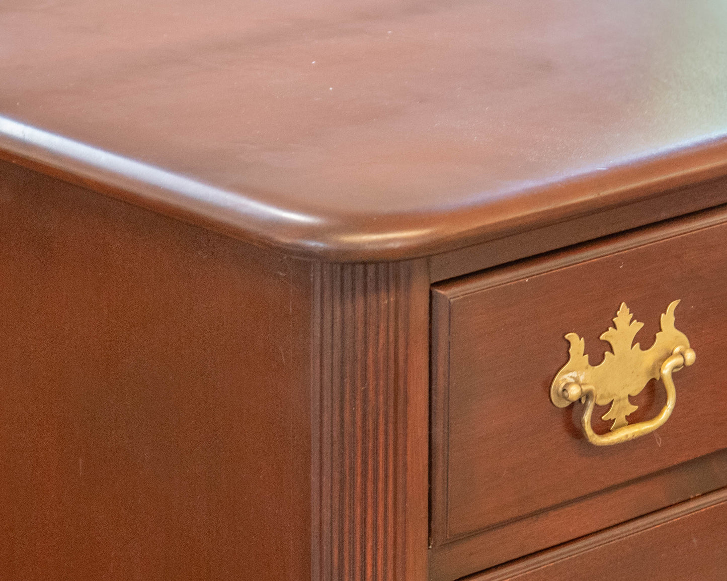 Drexel Solid Mahogany 5 Drawer Chest with Brass Chippendale Handles