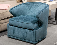 Blue Green Velvet Swivel Chair