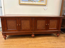 Ethan Allen Cherry 4 Door With Rattan Accents  Console