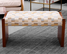Custom Upholstered Tufted Waterfall  Walnut Bench