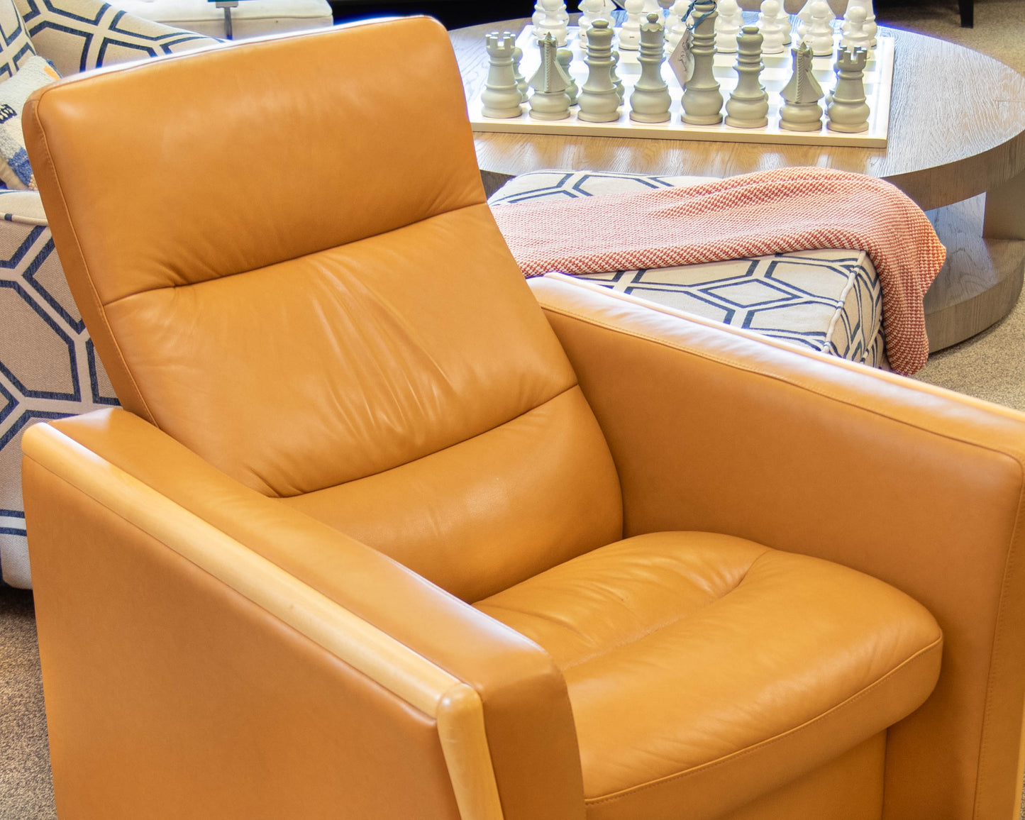 Ekornes Camel Leather High Back Recliner