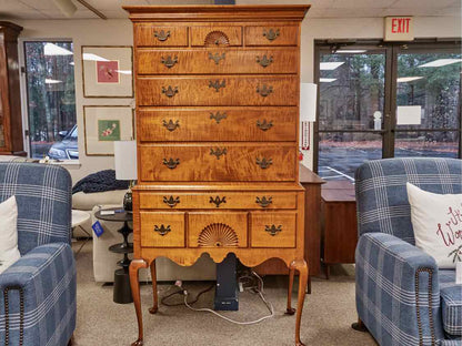 Eldred Wheeler Flat Top Highboy in Tiger Maple